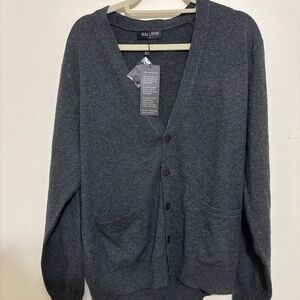NWT Kallspin Gray Cashmere blend button up Cardigan men’s M